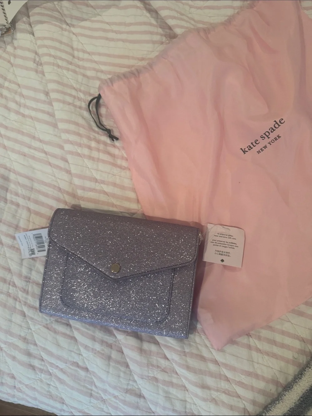 kate spade Glitter Envelope Crossbody Wallet - Sparkling Lavender